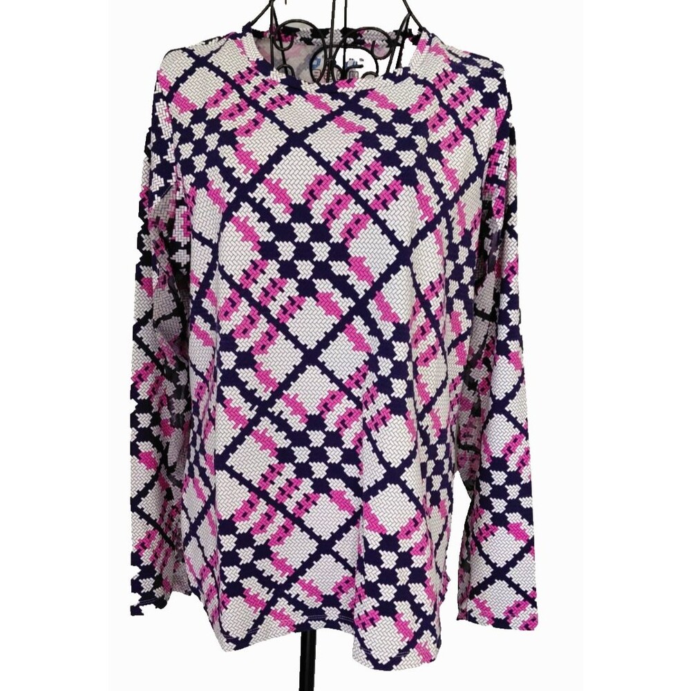 IBKUL Long Sleeve Shirt Womens Sz L Mesh Underarms